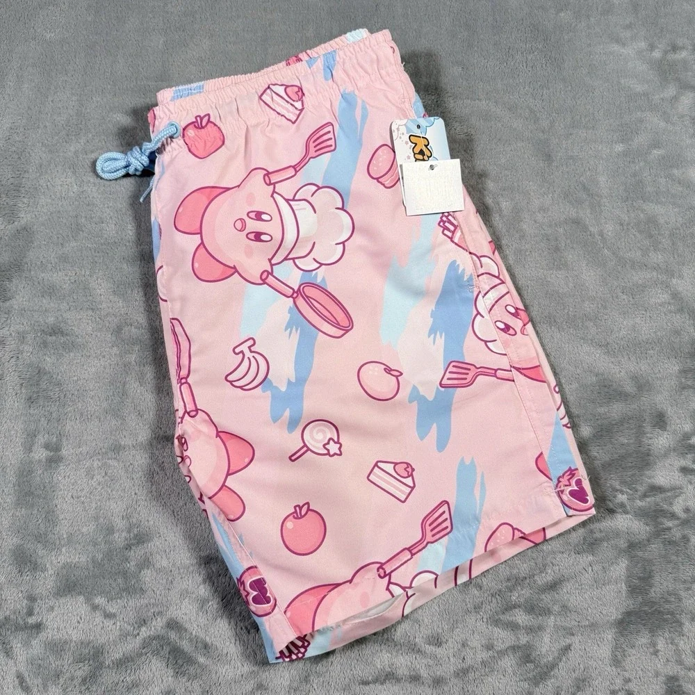 Nintendo Kirby Chef Pink Swim Trunks Board Shorts Mens Medium SHM5233KBYPP01